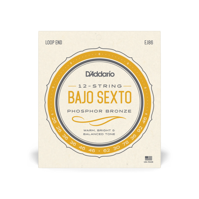 D'Addario EJ86 Phosphor Bronze Bajo Sexto Strings, 12-String Set