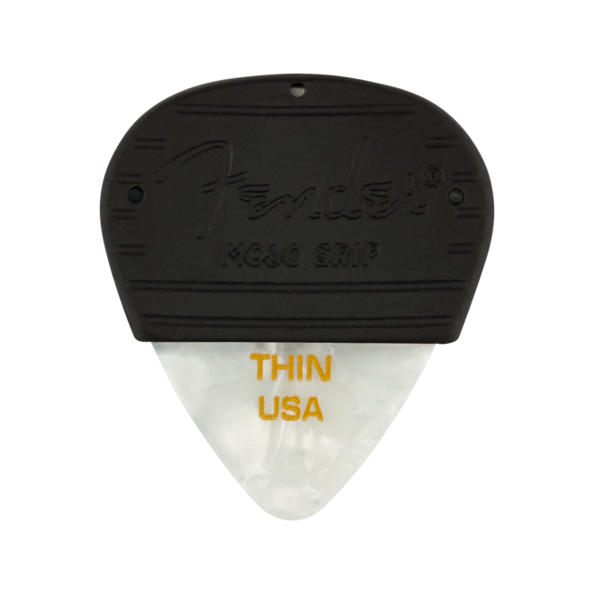 Fender Mojo Grip Celluloid Guitar Picks, White Moto, Thin (3 Pack)