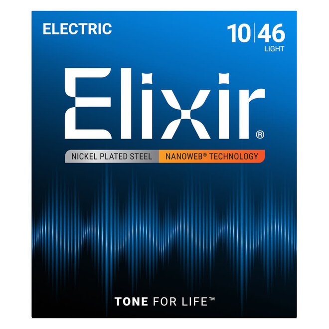Elixir 12052 Nanoweb Nickel Plated Electric Guitar Strings, 10-46 Light