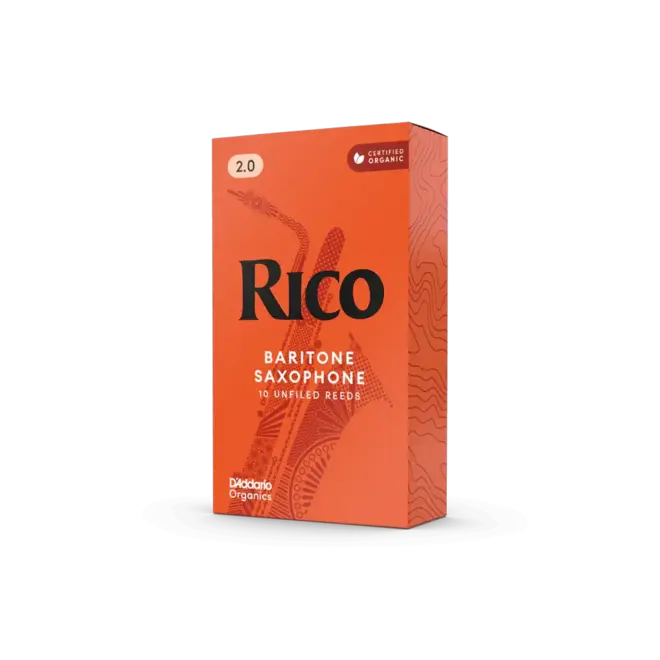 D'Addario Rico Organic Baritone Saxophone Reeds, 2.0 (10 Pack)
