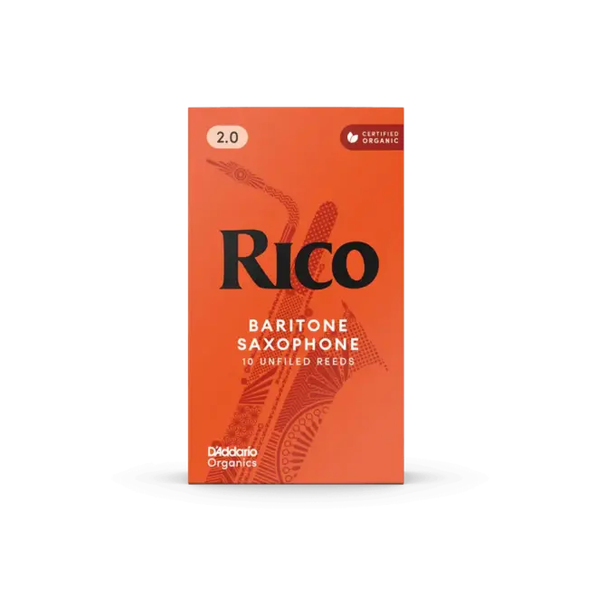 D'Addario Rico Organic Baritone Saxophone Reeds, 2.0 (10 Pack)