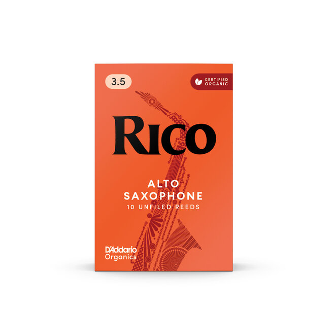 D'Addario Rico Organic Alto Saxophone Reeds, 3.5 (10 Pack)