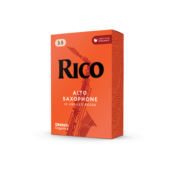 D'Addario Rico Organic Alto Saxophone Reeds, 3.5 (10 Pack)