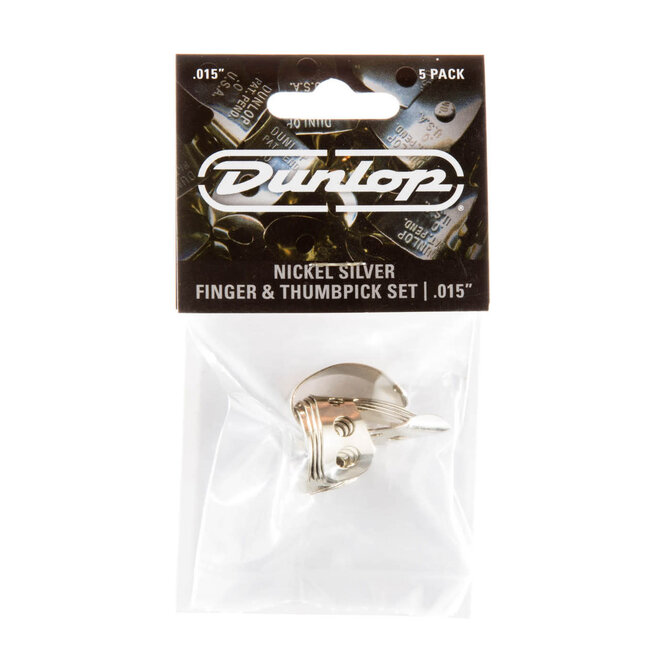 Jim Dunlop Nickel Silver Finger & Thumb Picks Set, .015" (5 Pack)