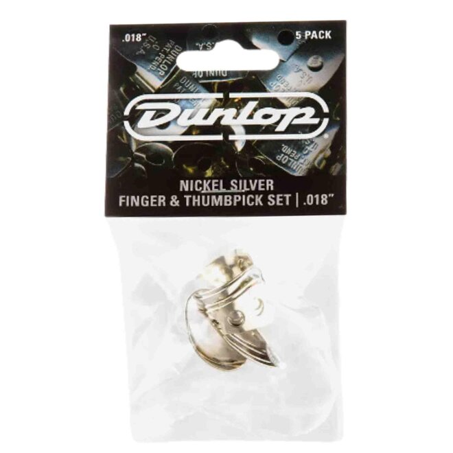 Jim Dunlop Nickel Silver Finger & Thumb Picks Set, .018" (5 Pack)
