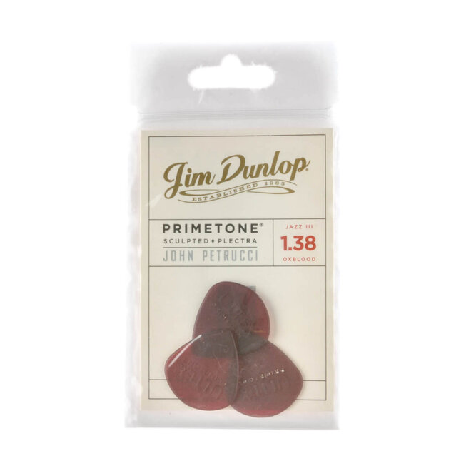 Jim Dunlop John Petrucci Primetone Jazz III Guitar Picks, Oxblood (3 Pack)