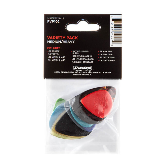 Dunlop Variety Guitar Pick Pack, Medium/Heavy (12 Pack)