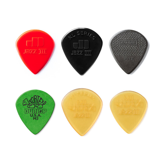 Jim Dunlop Jazz III Variety Guitar Pick Pack (6 Pack)