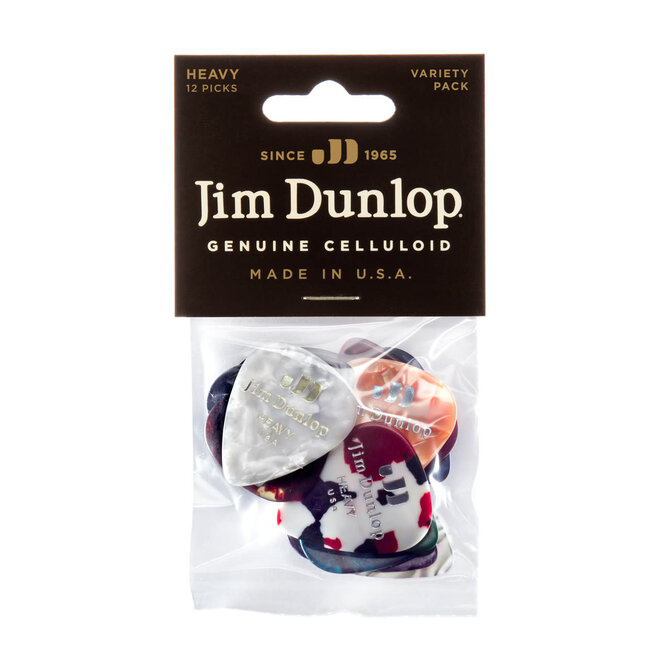 Jim Dunlop Celluloid Variety Guitar Pick Pack, Heavy (12 Pack)