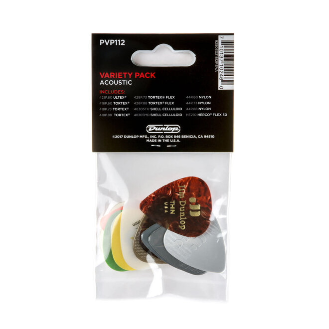 Dunlop Acoustic Variety Guitar Pick Pack (12 Pack)