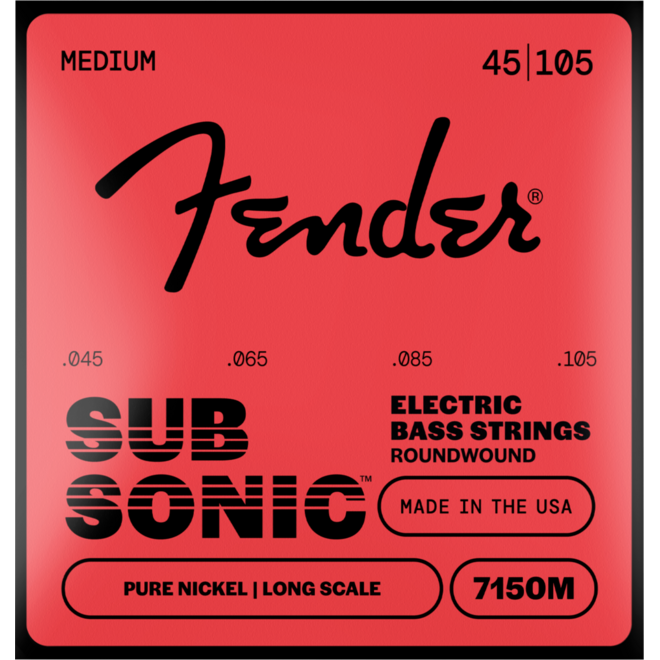 Fender SubSonic 7150 Pure Nickel Bass Guitar Strings, 45-105 Medium