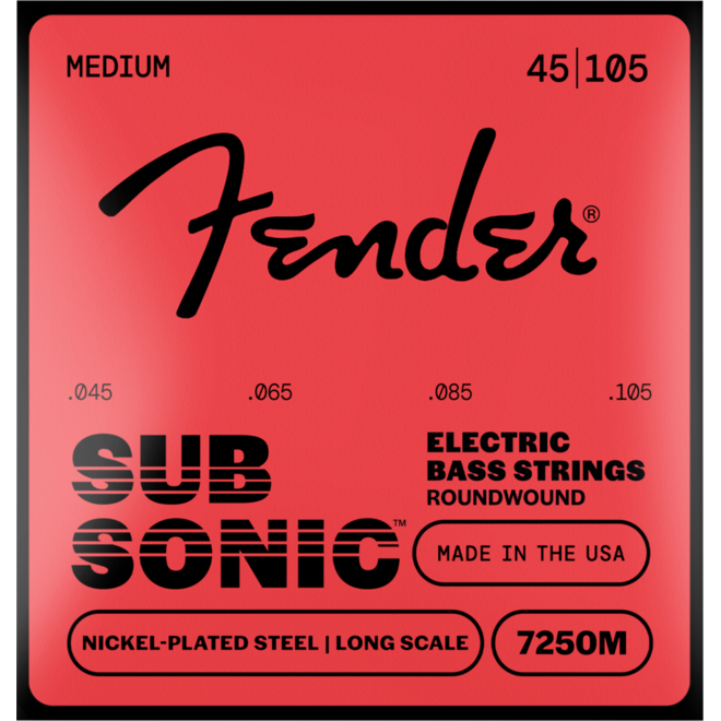 Fender SubSonic 7250 Nickel-Plated Steel Bass Guitar Strings, 45-105 Medium