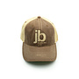 JB Music Co. Mesh Back Vintage Trucker Hat, Embroidered Original Logo, Brown