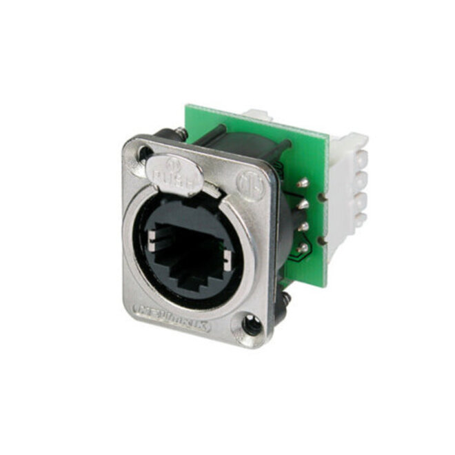 Neutrik NE8FDV-Y110 RJ45 Ethercon Female IDC 110 Punch D-Type Panel Connector, Nickel