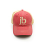 JB Music Co. Mesh Back Vintage Trucker Hat, Embroidered Original Logo, Red
