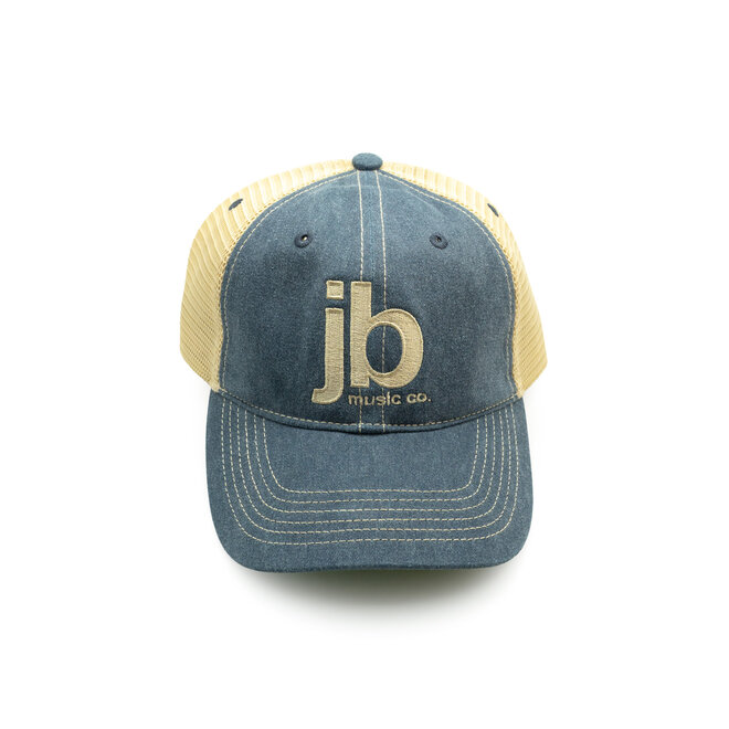 JB Music Co. Mesh Back Vintage Trucker Hat, Embroidered Original Logo, Navy