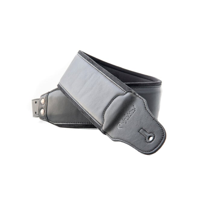 RightOn! Leathercraft Series Smooth Leather Bass Guitar Strap, Black