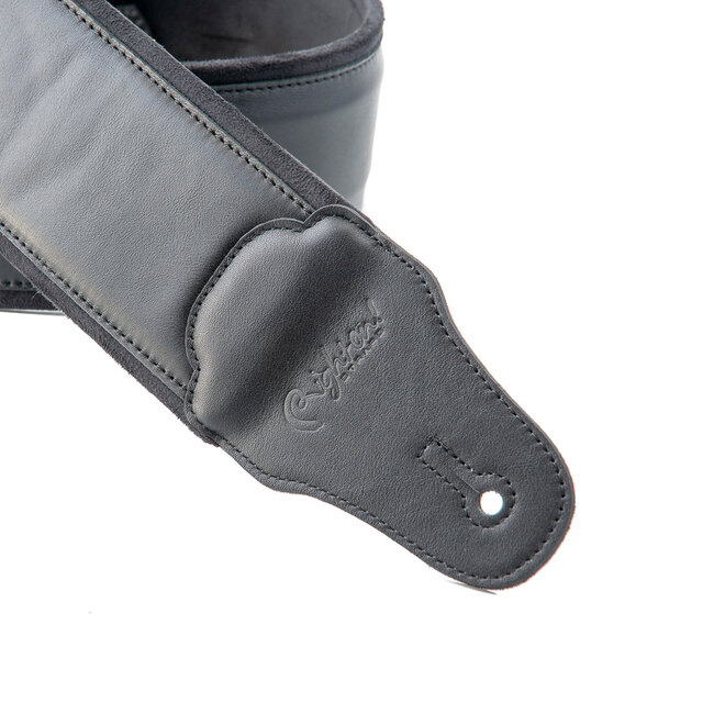 RightOn! Leathercraft Series Smooth Leather Bass Guitar Strap, Black