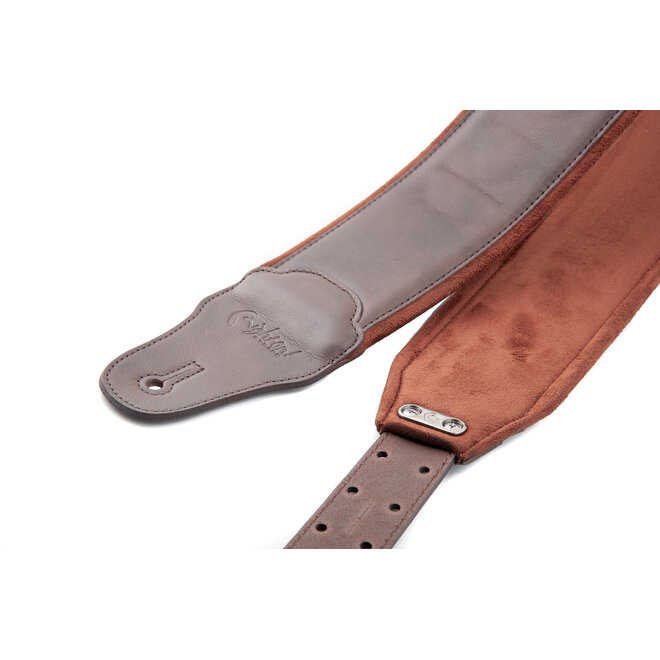 RightOn! Leathercraft Series Smooth Leather Bass Guitar Strap, Brown