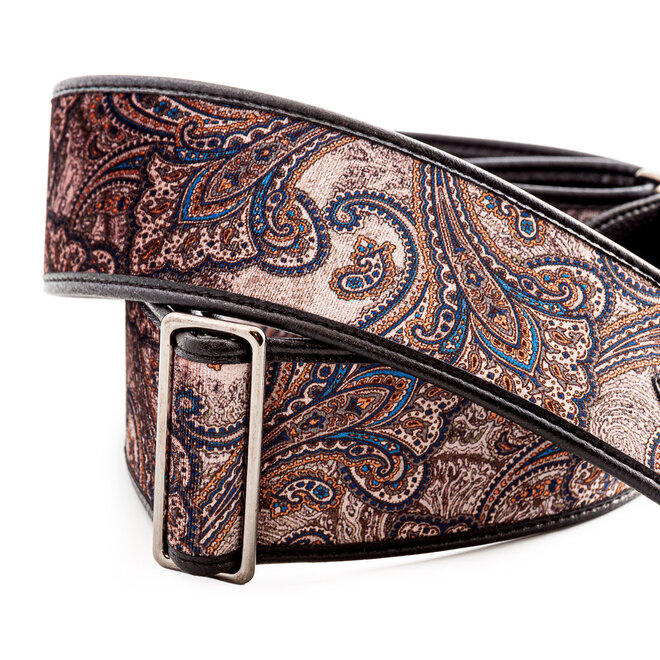 RightOn! Talisman Series Paisley Velvet-60 Guitar Strap, Brown