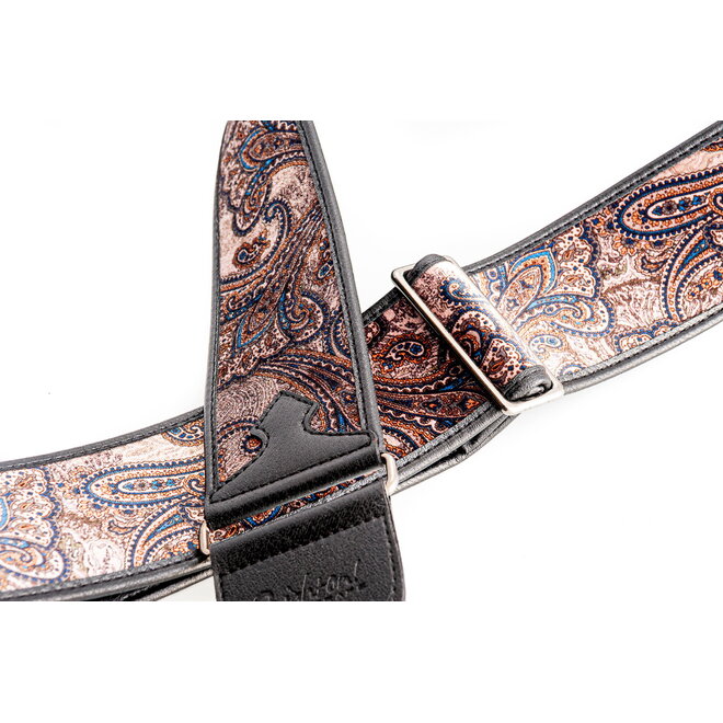 RightOn! Talisman Series Paisley Velvet-60 Guitar Strap, Brown