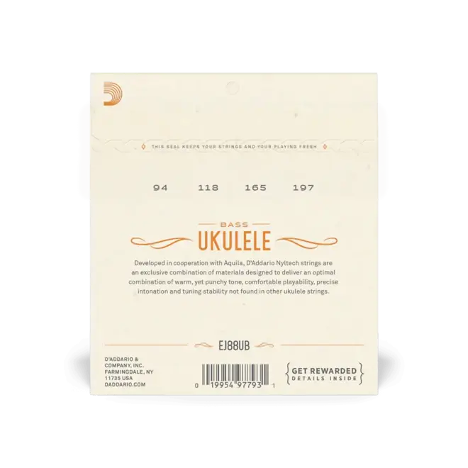 D'Addario EJ88UB Nyltech Ukulele-Bass Strings, 4-String Set