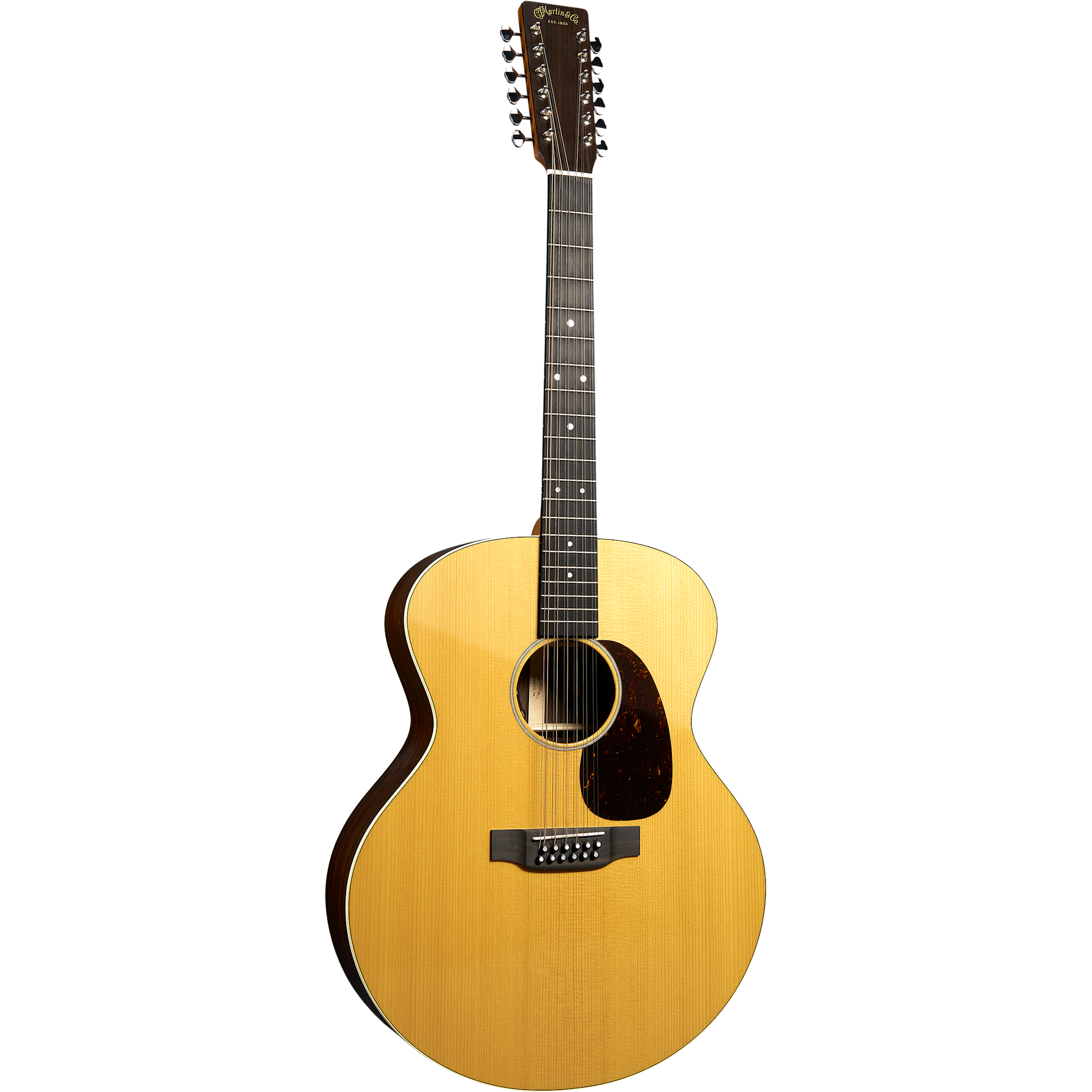 Martin Grand J-16E 12-String Jumbo Acoustic-Electric Guitar, Solid Spruce/Rosewood, w/Gigbag