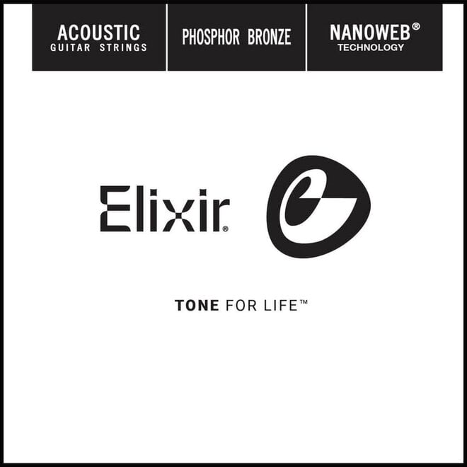Elixir 14122 Nanoweb Phosphor Bronze Single Acoustic Guitar String .022