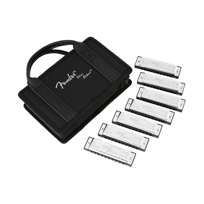 Fender Blues Deluxe Harmonica Set, w/Carrying Case (Pack of 7)