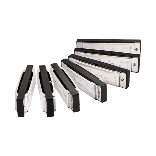 Fender Blues Deluxe Harmonica Set, w/Carrying Case (Pack of 7)