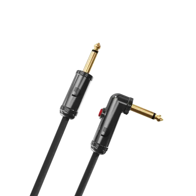 D'Addario PW-AGLRA-20 Circuit Breaker Instrument Cable, Right-Angle, 20' (Latching Kill Switch)