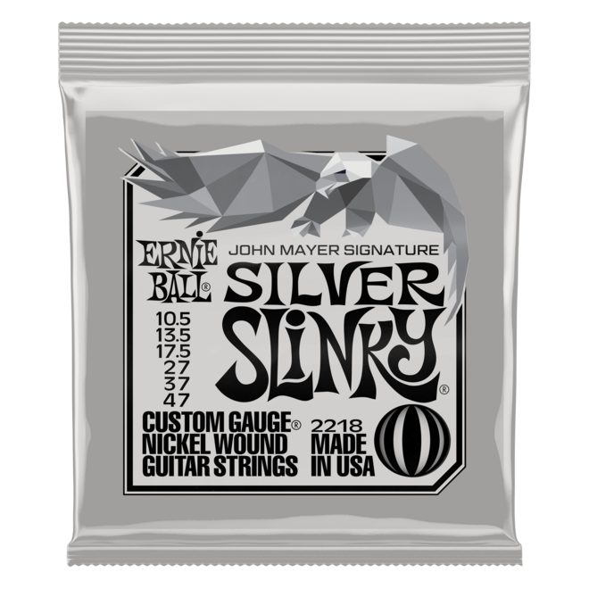Ernie Ball 2218 John Mayer Signature Silver Slinky Nickel Wound Electric Guitar Strings, 10.5-47