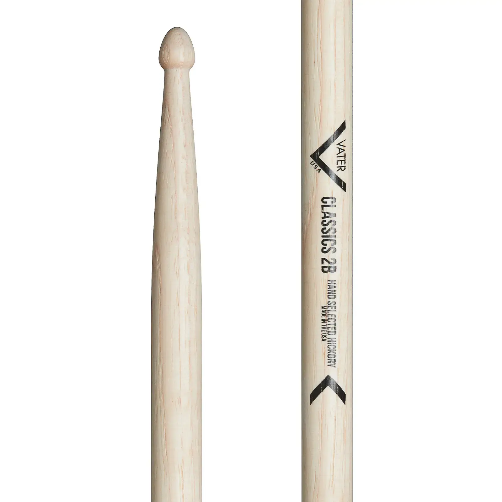 Vater Classics Hickory Drumsticks, Wood Tip, 2B