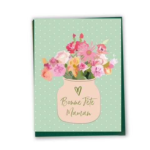 Carte de souhaits Bonne fête maman- bouquet de fleurs
