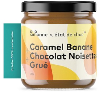 Caramel banane, chocolat noisettes & grué