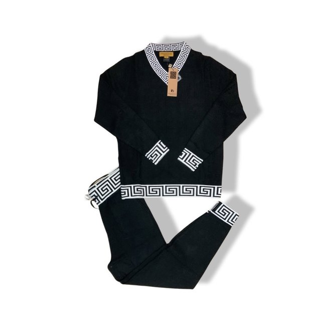 Prestige “Cashmere” V-neck Sweat Set (SWJ-190)