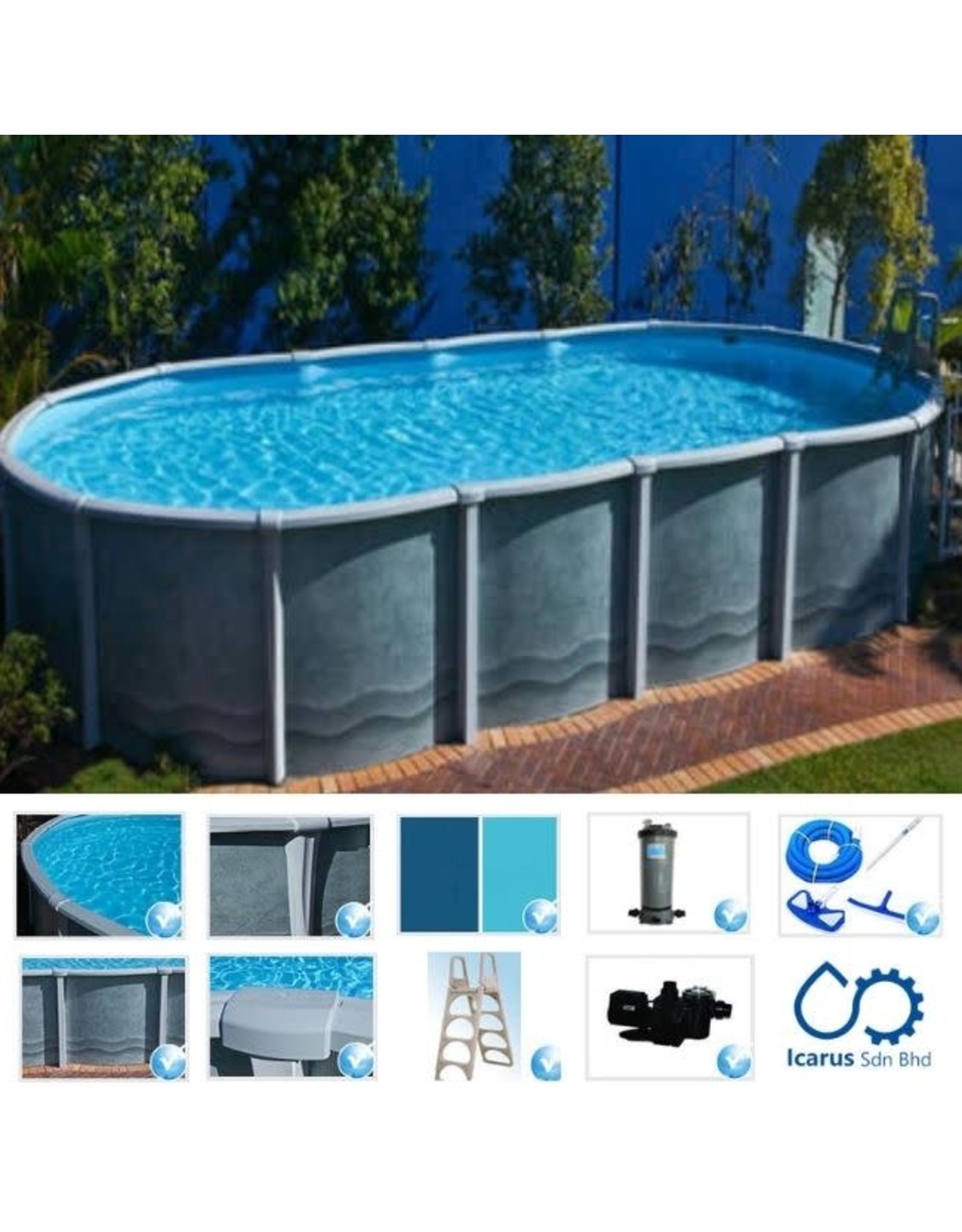 Classic Pool Aquarius Salt Water Oval Braceless 9.1 m x 4 ...