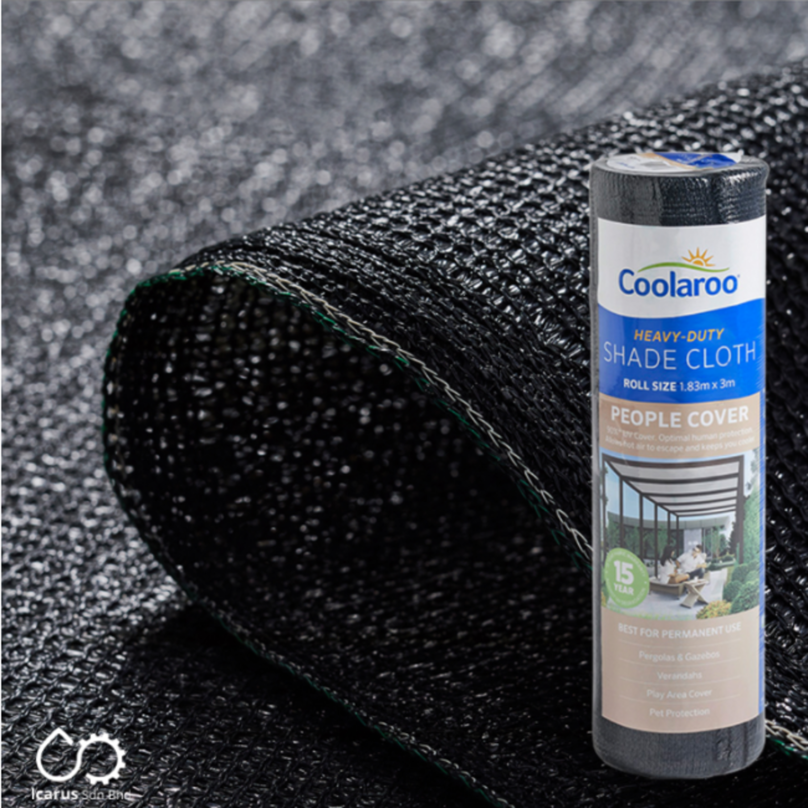 Coolaroo Shade Cloth SunPro, 90% UV Protection, Color Charcoal, Size 1.83 x 3 m