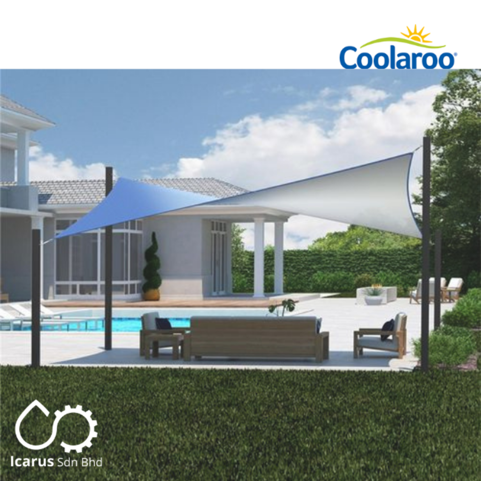 Coolaroo Commercial Grade Sail Rectangle 5x3m, Color Dualshade Santorini