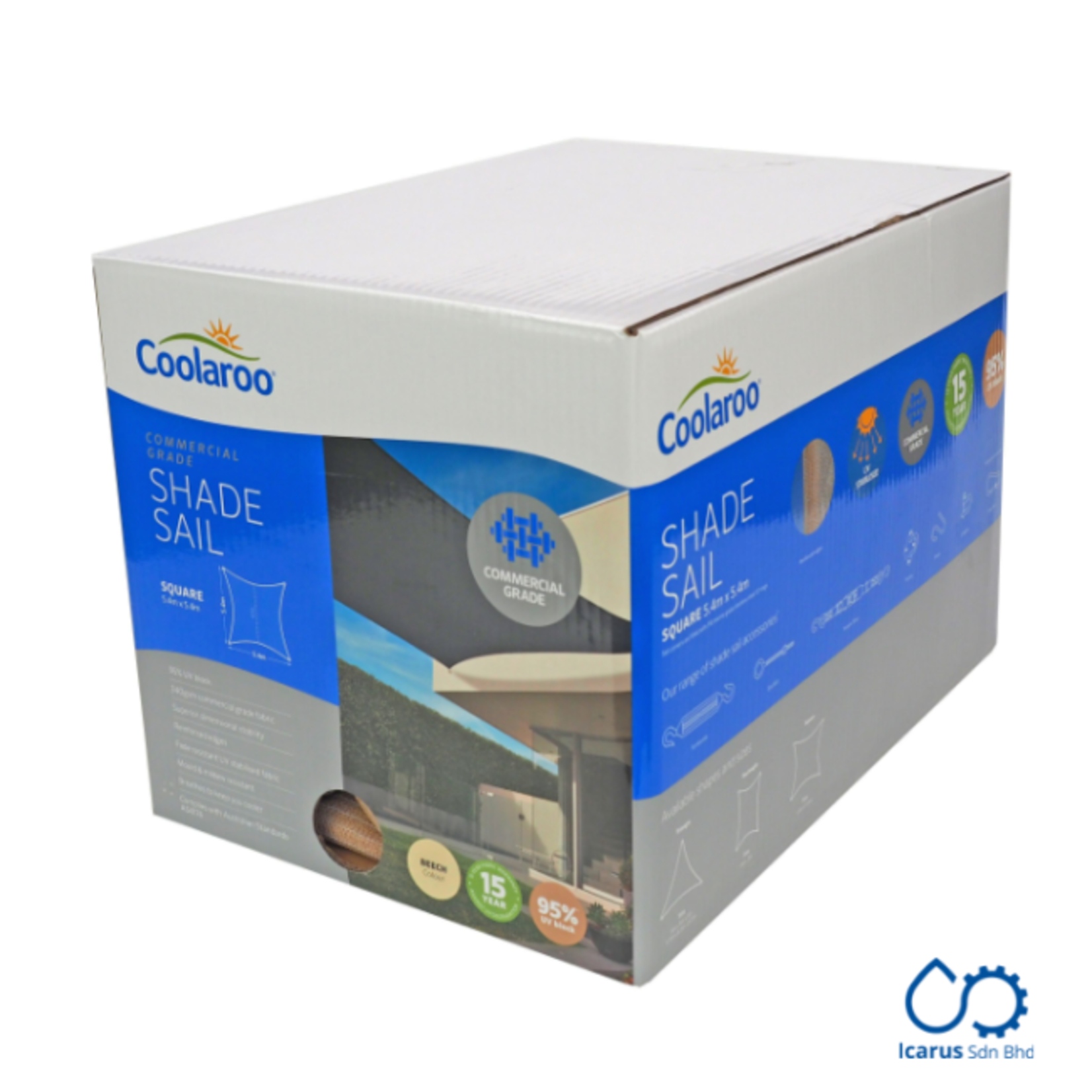 Coolaroo Commercial Grade Sail Square 5.4 m, Color Beech