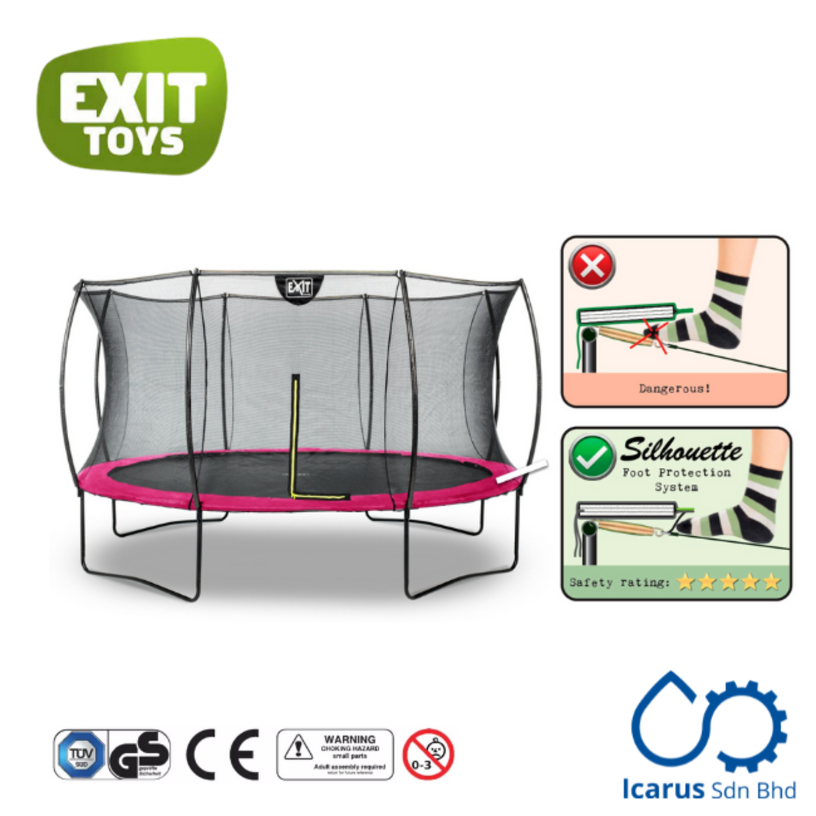 EXIT Toys Silhouette Trampoline ø 366 cm (12ft), Color Pink