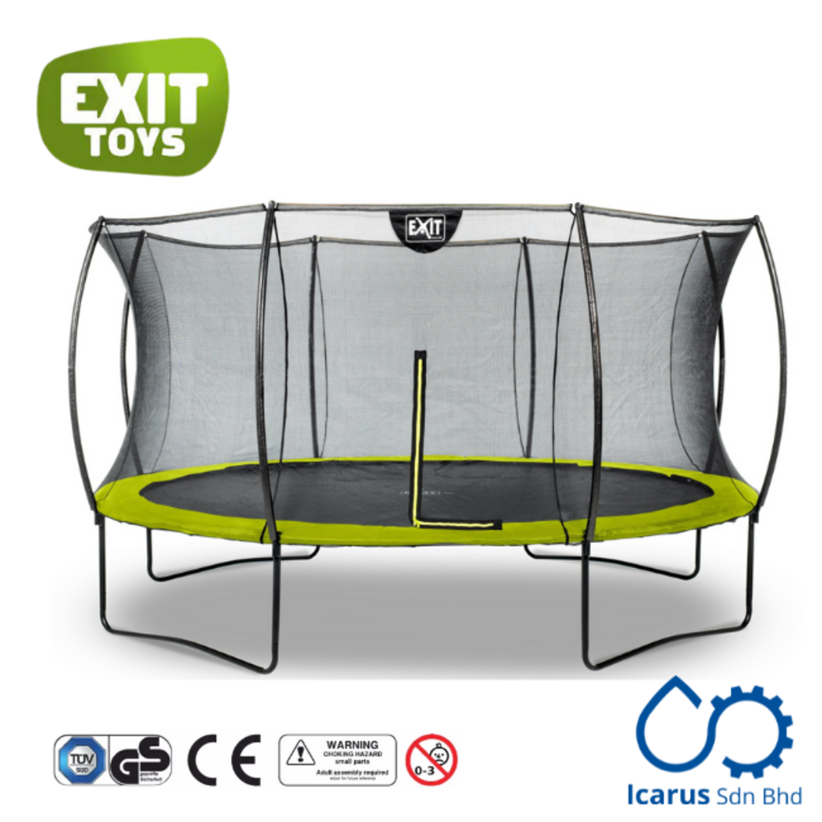 EXIT Silhouette Trampoline 427 cm (14ft), Lime Green [Packing No 12.93.14.01 1/2, 12.93.14.01 2/2, 12.99.14.41 1/1] - Icarus Sdn Bhd