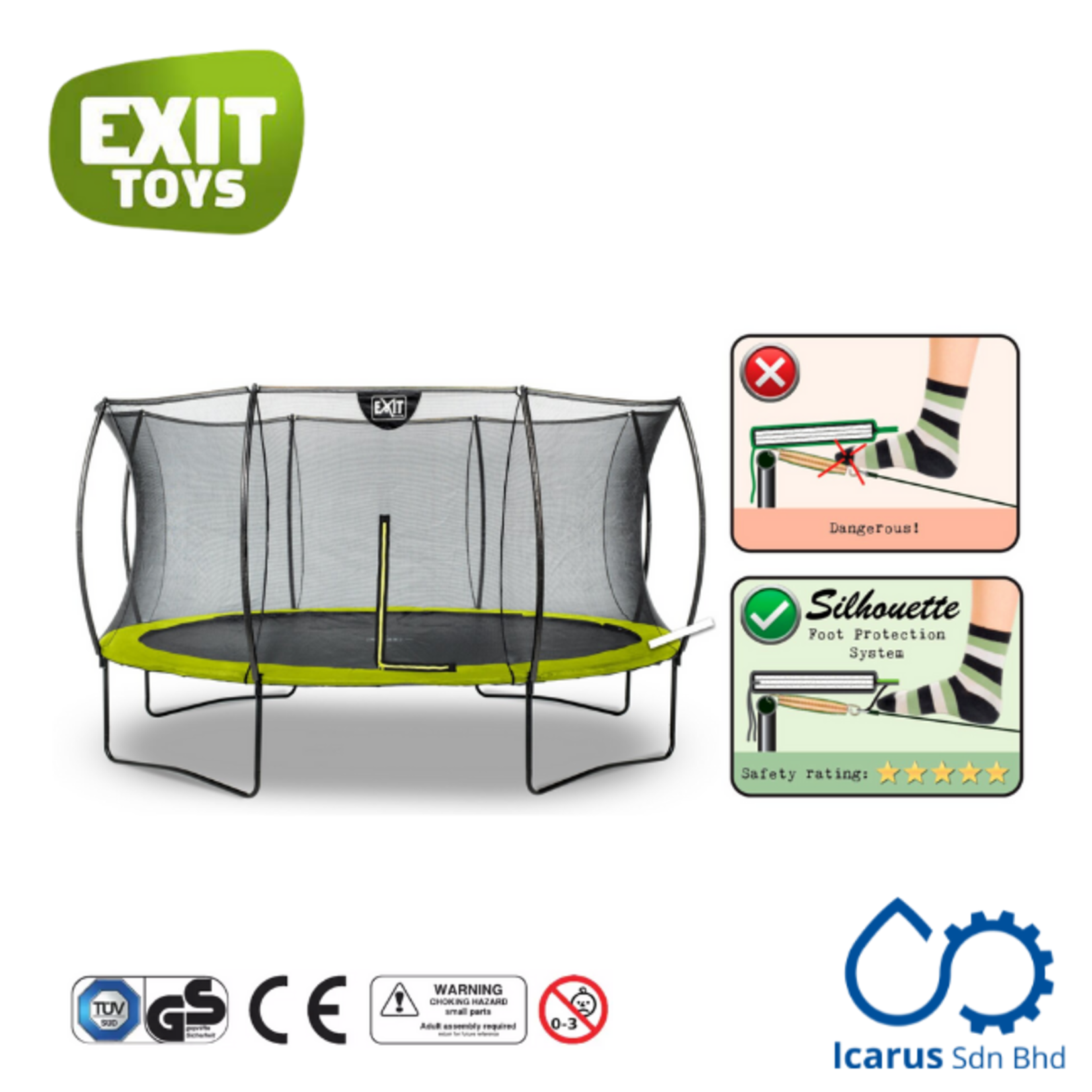 EXIT Toys Silhouette Trampoline ø 427 cm (14ft), Color Lime Green