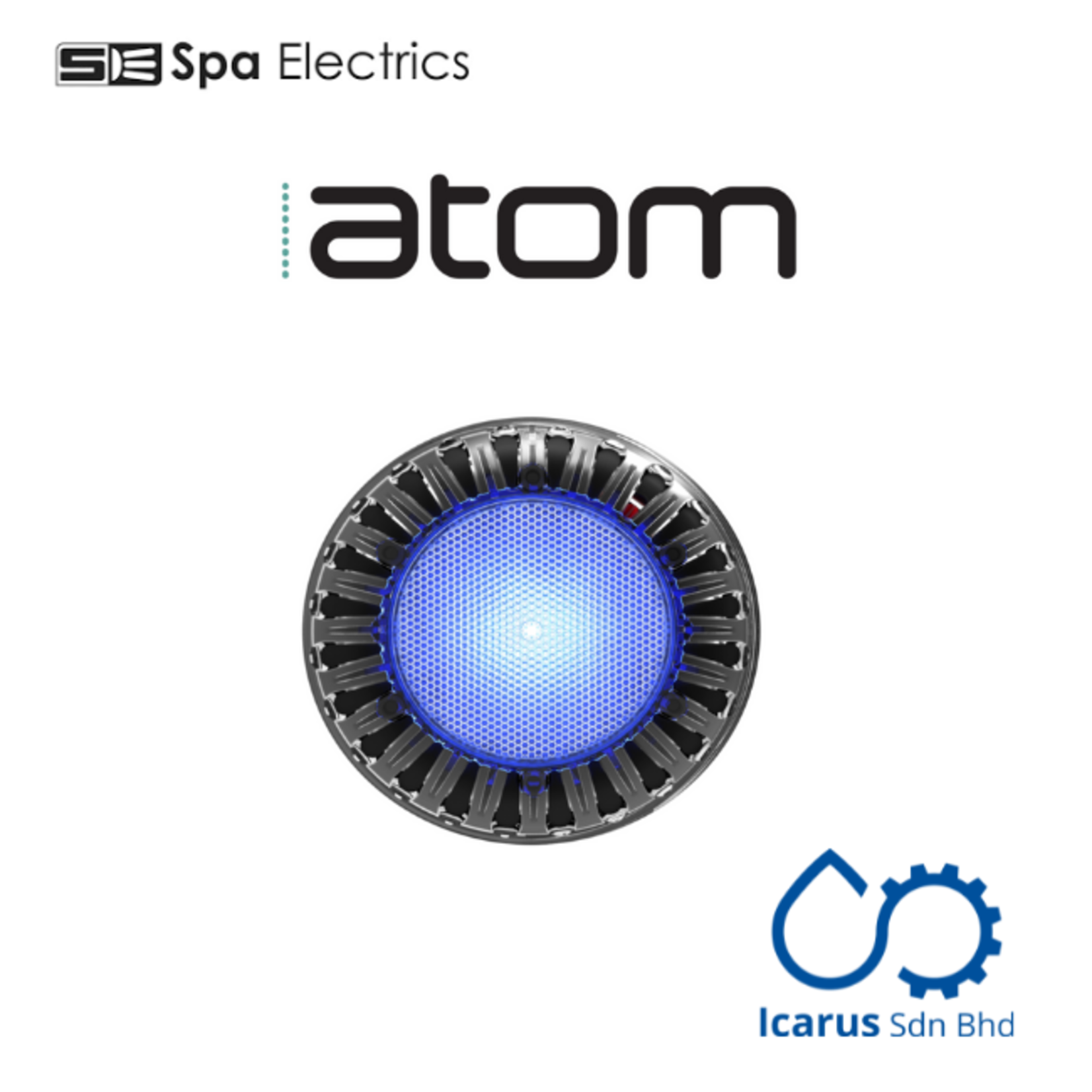 Spa Electrics EMC 1x Blue LED Atom Light, Clear Rim