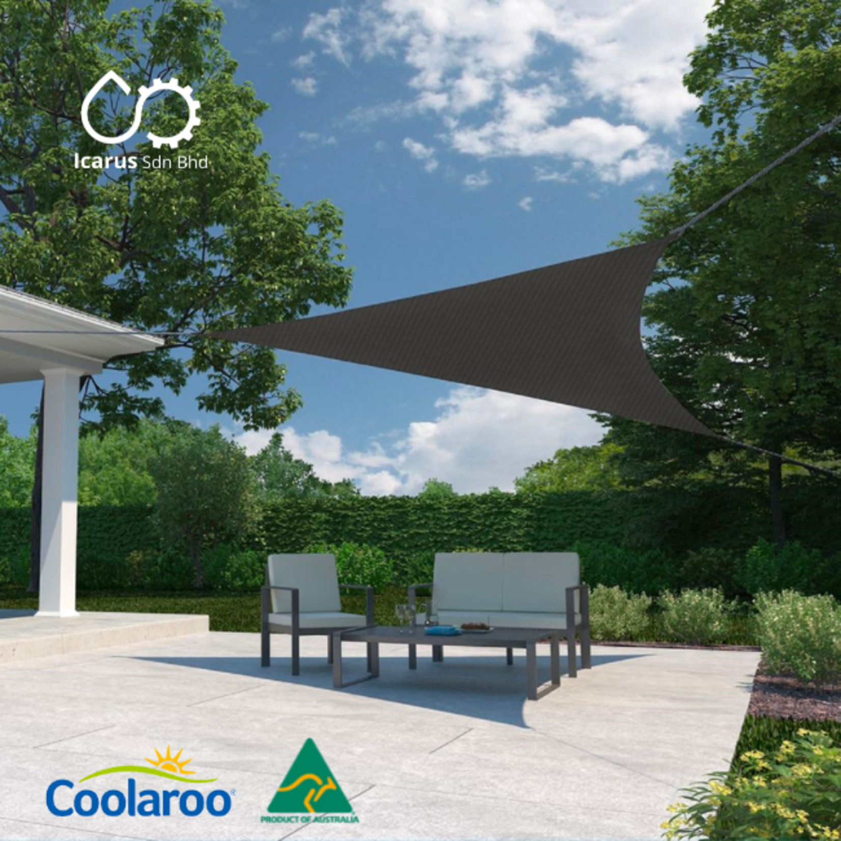 Coolaroo Ready to Hang Shade Sail Triangle 3 m Charcoal