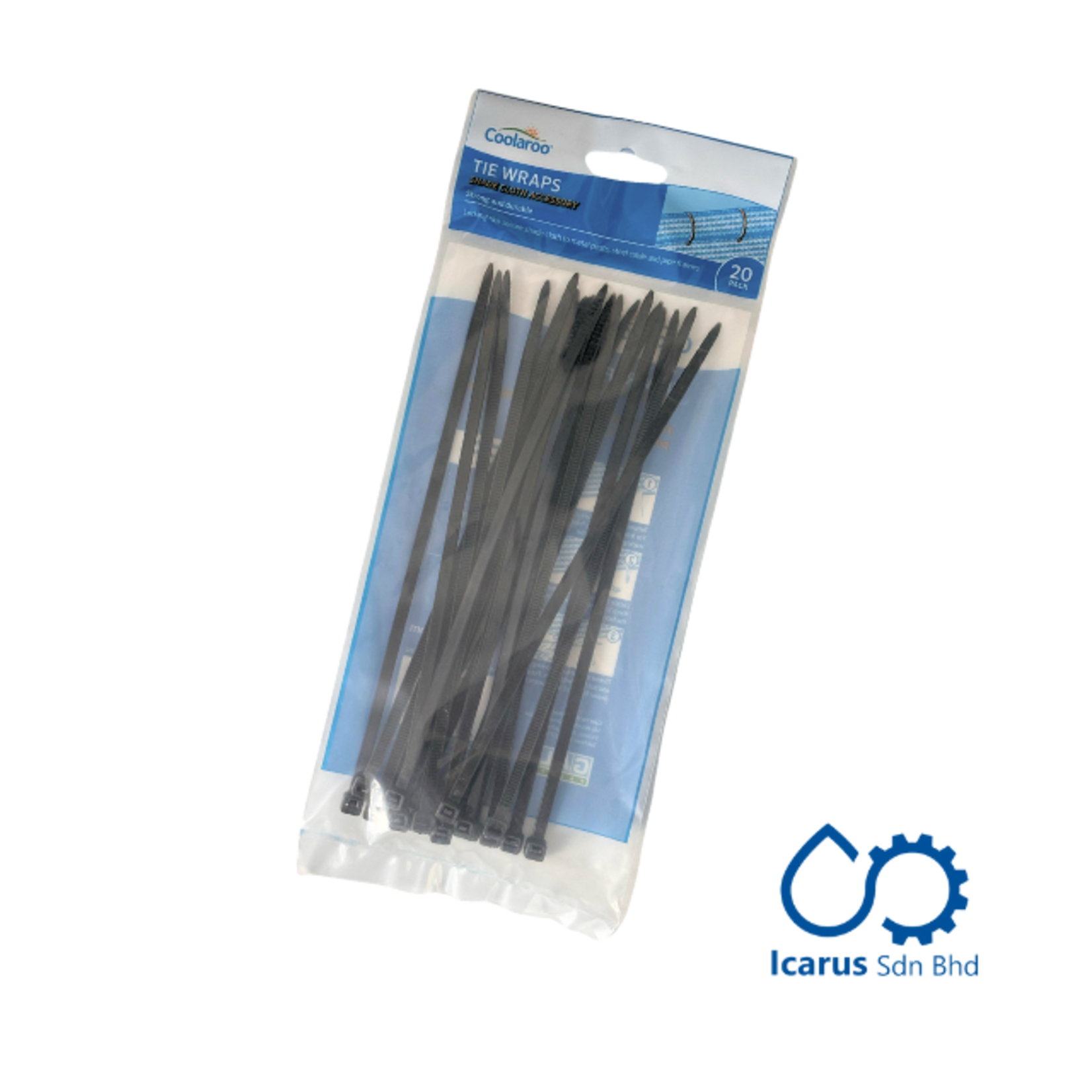 Coolaroo Shade cloth Tie Wraps/ Black Cable Tie- 20 Pack (Width 4.8 mm, Height 200mm)