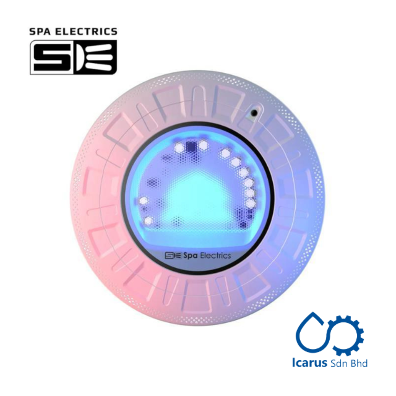 Spa Electrics 10" Blue LED, Niche Adapter, Plug Seal Assembly Kit, White Rim, Single Transformer 12V 50W incl. Installation