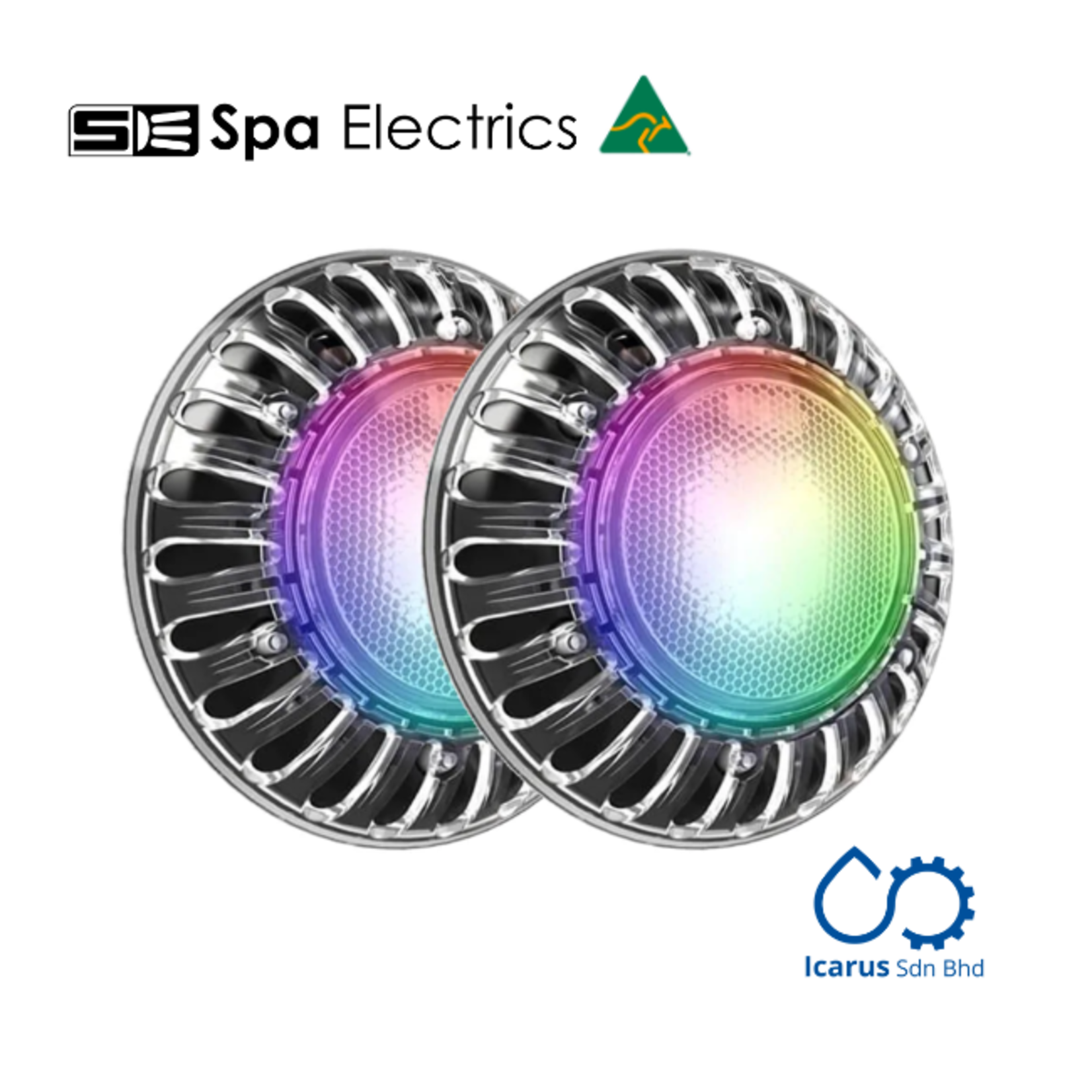 Spa Electrics Spa Electrics ATOM 2x Multi Colour LED Light, Concrete Mounting Kit, 20 m Cable,  Dual Transformer LV50 incl. Installation