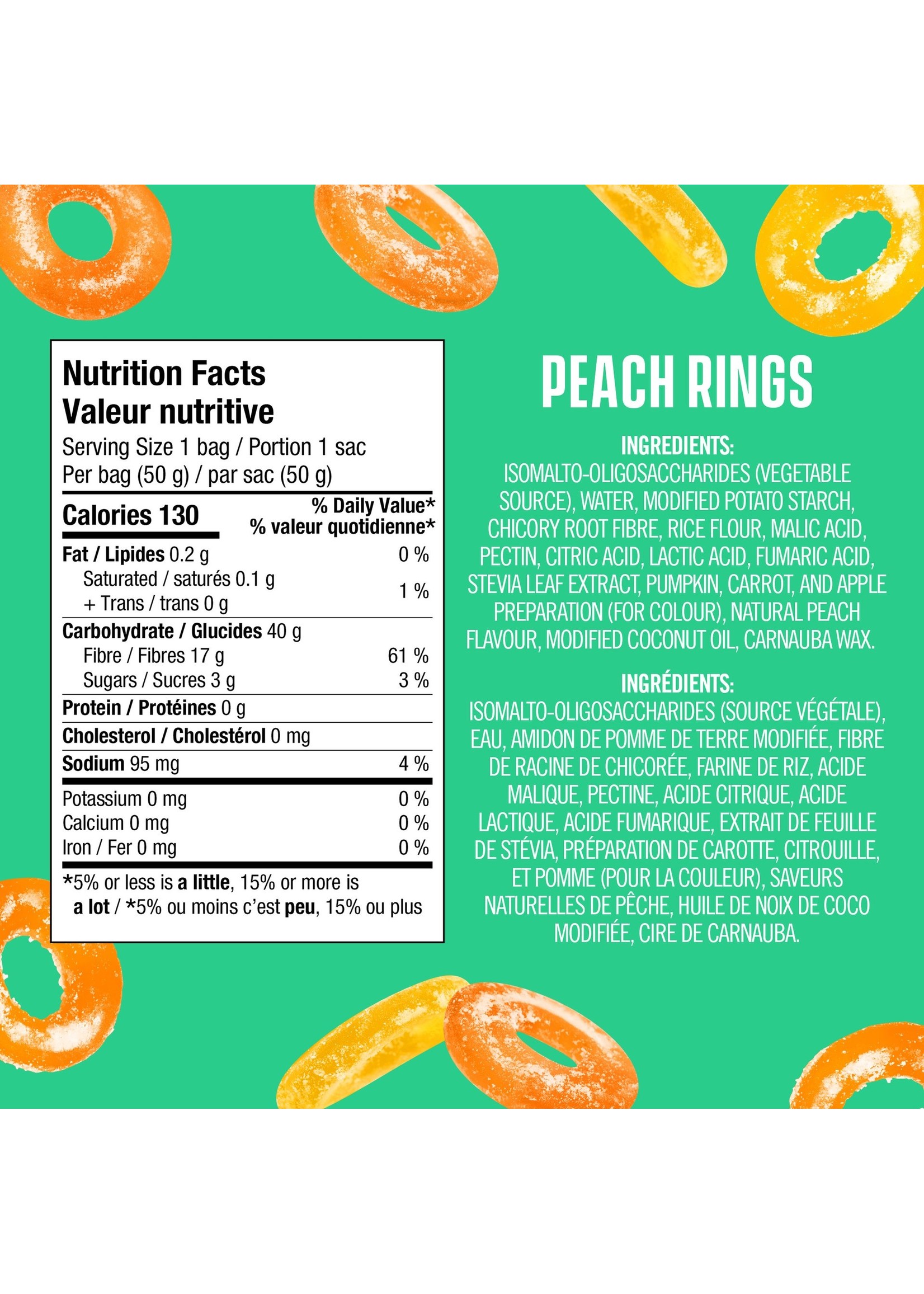 SmartSweets Food -  Smart Sweets Peach Rings 50g