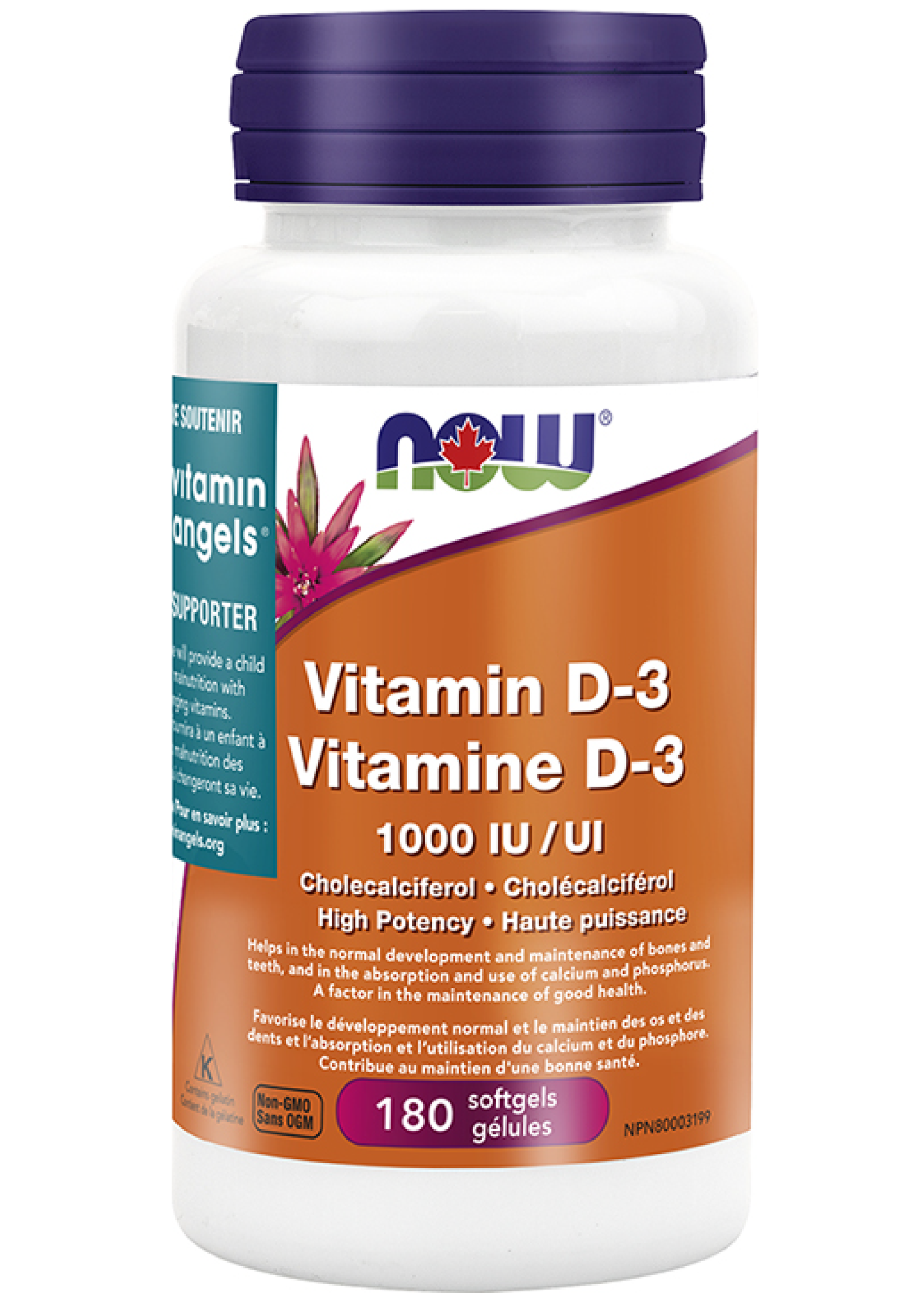 Now Now - Vitamin D3 1000IU 180 Softgels- Thank you for Supporting the Vitamin Angels Charity!